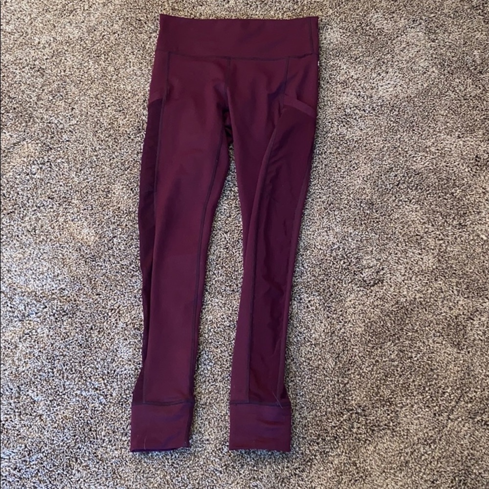 Plum Colored Leggings w/mesh see through pockets